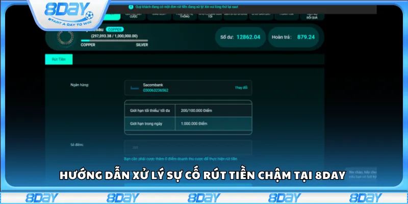 Hướng dẫn xử lý sự cố rút tiền chậm tại 8Day