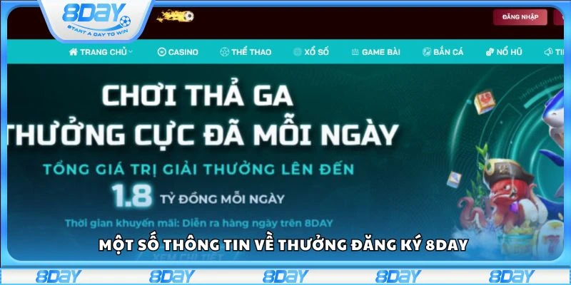 Một số thông tin về thưởng đăng ký 8day
