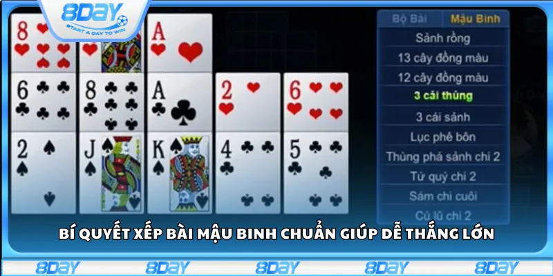 Bí quyết xếp bài Mậu Binh chuẩn giúp dễ thắng lớn